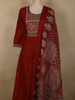 Deep Maroon Floral Ajrakh Printed Design Cotton Salwar Suit with Dupatta
