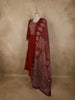 Deep Maroon Floral Ajrakh Printed Design Cotton Salwar Suit with Dupatta
