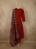 Deep Maroon Floral Ajrakh Printed Design Cotton Salwar Suit with Dupatta