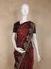 Deep Maroon Floral Butta Design Soft Silk Fancy Wear Saree with Contrast Border