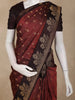 Deep Maroon Floral Butta Design Soft Silk Fancy Wear Saree with Contrast Border