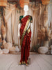 Deep Maroon Floral Butta Zari Woven Design Pure Kanchipuram Silk Saree with Contrast Zari Border