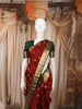 Deep Maroon Floral Butta Zari Woven Design Pure Kanchipuram Silk Saree with Contrast Zari Border