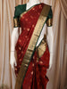 Deep Maroon Floral Butta Zari Woven Design Pure Kanchipuram Silk Saree with Contrast Zari Border