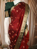 Deep Maroon Floral Butta Zari Woven Design Pure Kanchipuram Silk Saree with Contrast Zari Border