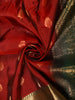 Deep Maroon Floral Butta Zari Woven Design Pure Kanchipuram Silk Saree with Contrast Zari Border