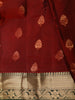 Deep Maroon Floral Butta Zari Woven Design Pure Kanchipuram Silk Saree with Contrast Zari Border