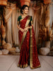 Deep Maroon Floral Butta Zari Woven Design Pure Kanchipuram Silk Saree with Contrast Zari Border
