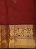 Deep Maroon Floral Butta Zari Woven Design Pure Kanchipuram Silk Saree with Peacock Zari  Border