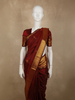 Deep Maroon Floral Butta Zari Woven Design Pure Kanchipuram Silk Saree with Peacock Zari  Border