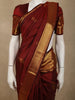 Deep Maroon Floral Butta Zari Woven Design Pure Kanchipuram Silk Saree with Peacock Zari  Border