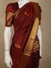 Deep Maroon Floral Butta Zari Woven Design Pure Kanchipuram Silk Saree with Peacock Zari  Border