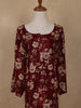 Deep Maroon Floral Design Printed Rayon Kuti - Diadem