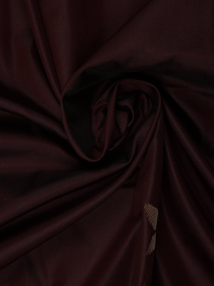 Deep Maroon Floral Design Zari Woven Soft Silk Saree - Diadem