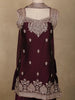 Deep Maroon Floral Embroidered Design Chiffon Palazzo Suit