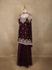Deep Maroon Floral Embroidered Design Chiffon Palazzo Suit