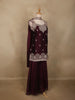 Deep Maroon Floral Embroidered Design Chiffon Palazzo Suit