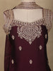 Deep Maroon Floral Embroidered Design Chiffon Palazzo Suit