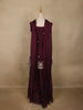 Deep Maroon Floral Embroidered Design Chiffon Palazzo Suit