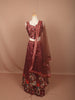 Deep Maroon Floral Print and Stone Embellished Design Tussar Silk Bridesmaid Lehenga with Dupatta