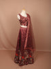 Deep Maroon Floral Print and Stone Embellished Design Tussar Silk Bridesmaid Lehenga with Dupatta
