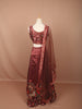 Deep Maroon Floral Print and Stone Embellished Design Tussar Silk Bridesmaid Lehenga with Dupatta