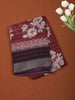 Deep Maroon Floral Printed Design Chiffon Casual Saree with Zari Border