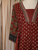 Deep Maroon Floral Printed Design Cotton Palazzo Suit with Matching Dupatta