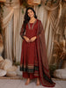 Deep Maroon Floral Printed Design Cotton Palazzo Suit with Matching Dupatta