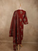 Deep Maroon Floral Printed Design Cotton Salwar Suit with Dupatta