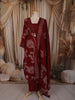Deep Maroon Floral Printed Design Cotton Salwar Suit with Dupatta