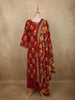 Deep Maroon Floral Printed Design Cotton Salwar Suit with Dupatta