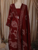 Deep Maroon Floral Printed Design Cotton Salwar Suit with Dupatta