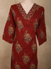 Deep Maroon Floral Printed Design Cotton Salwar Suit with Dupatta