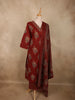 Deep Maroon Floral Printed Design Cotton Salwar Suit with Dupatta