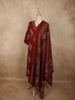 Deep Maroon Floral Printed Design Cotton Salwar Suit with Dupatta