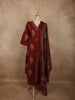 Deep Maroon Floral Printed Design Cotton Salwar Suit with Dupatta