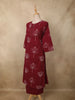Deep Maroon Floral Printed Design Cotton Straight Cut Salwar Suit