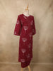Deep Maroon Floral Printed Design Cotton Straight Cut Salwar Suit
