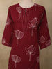 Deep Maroon Floral Printed Design Cotton Straight Cut Salwar Suit