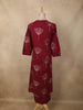 Deep Maroon Floral Printed Design Cotton Straight Cut Salwar Suit