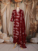 Deep Maroon Floral Printed Design Cotton Straight Cut Salwar Suit with Matching Dupatta