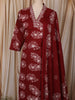 Deep Maroon Floral Printed Design Cotton Straight Cut Salwar Suit with Matching Dupatta