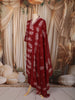 Deep Maroon Floral Printed Design Cotton Straight Cut Salwar Suit with Matching Dupatta