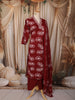 Deep Maroon Floral Printed Design Cotton Straight Cut Salwar Suit with Matching Dupatta