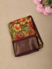Deep Maroon Floral Printed Design Crepe Silk Casual Wear Saree with Contrast Zari Border