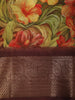 Deep Maroon Floral Printed Design Crepe Silk Casual Wear Saree with Contrast Zari Border