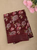 Deep Maroon Floral Printed Design Linen Cotton Casual Wear Saree