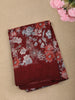 Deep Maroon Floral Printed Design Mixed Cotton Casual Wear Saree