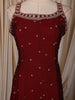 Deep Maroon Floral Sequins Embroidered Design Silk Anarkali Salwar Suit with Striped Dupatta